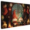MuchoWow© Quadro Su Tela Grandi Dimensioni Quadri Moderni Soggiorno Stampa | 120x80 cm - Di Decorazione Regali Natilizie Camera Letto Da Parete Con Cornice Dipinti Gnomi - Natale - Finestra