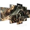 Runa Art - Quadri Astratto 200L x 100l cm 5 Pezzi XXL Decorazione Murale Design Foglie Nero oro 059251a