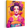 MuchoWow© Stampa Foto Quadro Moderno Quadri Moderni Soggiorno Con Cornice | 50x70 cm - Stampe Da Parete Camera Da Letto Matrimoniale Decorazione Canvas Fiori - Donna - Kimono - Rosa