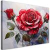 Feeby Quadro su Tela Non Tessuta - Stampa Su Tela - Rosa rossa dipinta - 90x60 cm - Decorazione Murale - Moderno Soggiorno - quadri moderni soggiorno - poster