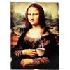 KUSTOM ART Quadro Stile Vintage La Gioconda Monna Lisa Mona con Tazza di The L. Da Vinci Stampa su Legno 25x18 cm.