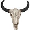 NIDONE Teschio di, Decorazione da parete con teschio di mucca 3D con corna realistiche, Decorazione da parete con scheletro in resina per tema occidentale, Bianco e Nero