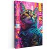 MuchoWow© Quadro Su Tela Grandi Dimensioni Quadri Moderni Soggiorno Stampa | 20x30 cm - Di Foto Decorazione Camera Letto Da Parete Con Cornice DipintiGraffiti - Gatto - Neon - Cina - Rosa - Pop art