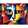 KUSTOM ART Poster Decorativo da Parete Serie Pittori Famosi Gatto Astratto in Stile Picasso Stampa Artistica su Cartoncino 40x30cm Senza Cornice