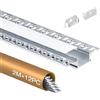 Shine Plus 12x Profilo LED Cartongesso 2M, Profilo Alluminio per Strisce Led, Canalina led con Diffusore, Dimensioni 64.2 x 13.8mm, Compatibile con Strisce led fino a 20mm (12×2 metri)