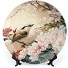 Gokays Bird & Peony - Piatti decorativi cinesi con pittura meticolosa, decorazione per la casa, in ceramica, regali di nozze, piatti da pranzo, per soggiorno, cucina, corridoio, consolle, 25 cm