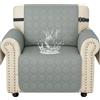 Ystyle Copripoltrona 1 Posto Con Braccioli Universale, Grigio Chiaro | Copri Divano Antigraffio Gatto Con Tasche Laterali, Sofa Cover Antiscivolo Lavabile per Animali, Copridivani Mobili Protector