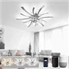 LJX Lampadario Ventilatore 78cm Ventilatore da Soffitto con Luce Compatibile Alexa Timer Silenzioso Reversibile Plafoniera Ventilatore per Camera da Letto Soggiorno, Cromo