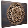 MuchoWow© Quadri Astratti su Tela Foto Quadro Moderno Soggiorno Canvas | 40x30 cm - Decorazioni Camera da Letto Mandala - Legno - Fiori - Marrone