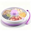 YNNHUDEEP Contenitore per snack con scomparti, da viaggio, girevole, con coperchio, piatto girevole per frutta, caramelle, noci, dessert (viola)