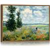FajerminArt Quadri Moderni con Cornice Argenteuil Campo Papaveri Monet Stampe da Parete Riproduzione Campi Papaveri Quadro Retro Verde Campi Paesaggio Stampa Su Tela Decor per Soggiorno Camera da Letto 30X40cm