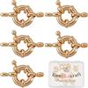 Beebeecraft 10 Pz/Scatola Chiusure per Anelli A Molla Chiusura Ad Anello A Molla Rotonda Placcata Oro 18K con 2 Fori per La Creazione di Gioielli Fai-da-Te