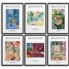 MONOKO® Matisse - Set di immagini astratte, poster vintage, astratte, stampe artistiche da parete, per soggiorno, 6 x A4, senza cornice