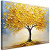 Feeby Quadri Camera Da Letto - Stampa su Tela - Quadro Moderno Soggiorno - Albero d'oro Astrazione Dipinto - 90x60 cm - Decorazione Da Parete