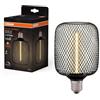 OSRAM DECOR LED quadrato con filamento in paglia, 3,5 W, 110 lm/1800 K, bianco caldo accogliente 818, vetro senza piombo nero trasparente, con filettatura E27, diametro 100 mm