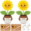 Zomiboo 6er Regali per Maestra Fine Anno Insegnanti Fiori all'Uncinetto Geazie per Avermi Insegnato a Crescere Bambola Girasole Positiva Portachiavi Maestra Biglietti di Auguri con Fiori Secchi