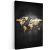 MuchoWow© Stampa Su Tela Decorazioni Pareti Canvas Grandi Dimensioni Quadri | 40x60 cm - Con Cornice Moderni Quadro Soggiorno Foto Camera Da LettoMappa del mondo - Oro - Brillantini - Nero