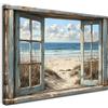 Alptiny Quadro con Cornice 30×40 cm Vista Spiaggia Finestra Tela per Soggiorno Camera da Letto Cucina Ufficio Decorazione Costiera con Ganci, Chiodi e Fissaggio Magico a Velcro
