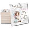 L'Arcobaleno di Luci MATTONELLA DECORATIVA in ceramica preghiera Angelo custode PERSONALIZZATA con nome Bambina femmina Angelo di Dio PIASTRELLA QUADRETTO da appendere 15 cm x 15 cm
