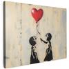 MuchoWow© Stampa di Foto su Tela Quadro Soggiorno Moderno Quadri per | 70x50 cm - Salotto Decorazioni Camera Street art - Banksy - Palloncino - Graffiti - Retro