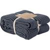 Milam London Copriletto Nido d'Ape Matrimoniale | 180x240cm Blu Ardesia, Copriletto Nido d'Ape 100% Cotone Matrimoniale, Divano