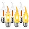 LVWIT Lampadine a Fiamma E27, Lampadina LED E27 1W Equivalenti a 3W, 35 Lumen, Lampadine Fiamma Vintage E27 Luce Calda 1800K, Lampadina LED Fiamma Candele C35 Stile Retrò, Non Dimmerabile,6 Pezzi