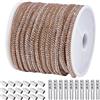 GORGECRAFT Kit di Cordoncino Tubolare con Strass 10m*4mm Colore Champagne con Cristalli Completo di 20 terminali di Bloccaggio in Ferro e 20 terminali in Ottone per Vestiti e Scarpe con Coulisse.