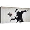 canvashop Quadri Moderni Banksy Lanciatore Di Fiori Cm 120X60 Quadro Stampe Su Tela Canvas Da Parete Soggiorno Rage Flower Thrower Bansky