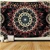 Yugarlibi Arazzo Mandala Indiano Stile Bohémien Hippie Arazzo Tappezzeria Estetica Drappo da Parete per Decorazione Murale in Tessuto per Camera da Letto Soggiorno Casa Nero e Arancione Rosso