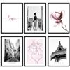 Milk And Coffee Lab MilkAndCoffeeLab® Set 6 Poster Fashion, Immagini Glamour, stampe artistiche, marchi di moda, decorazioni per pareti casa, soggiorno, camera. Senza cornice. (Rosa Parigi, A4 cm 21x29,7)