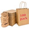 YFZYT 100 Pezzi Sacchetti Regalo Piccoli 21x15x8CM Sacchetti Carta Marrone | Buste Carta con Manico Shopper in Kraft Carta Borsa Regalo, per Feste Compleanno Natale Matrimoni Shopping