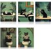 Junhonze 5 Pezzi Immagine Gatto Nero Da Bagno - Stampe Da Parete - Stampe Quadri, Adatto Per La Decorazione Murale Di Soggiorno, Camera Da Letto, Cameretta Dei Bambini E Bagno