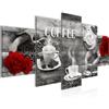 Runa Art - Quadri Cucina Di Caffè 200 x 100 cm 5 Pezzi XXL Decorazione Murale Design Rosso Grigio 027151c