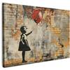MuchoWow© Quadri Astratti su Tela Foto Quadro Moderno Soggiorno Canvas | 30x20 cm - Decorazioni Camera da Letto Graffiti - Banksy - Ragazza - Arte di strada