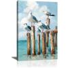 FajerminArt Gabbiano Paesaggio Stampe da Parete Con Telaio,Blu Uccelli Marini a Riposo Quadri Moderni Natura Uccelli Quadro Stampe Su Tela Moderno Poster Decorazioni per Soggiorno Camera Da Letto Cucina 30X40cm