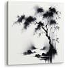 Artenor Quadro Orientali Bambù in Riva al Ruscello in Stile Sumi-e, 60 x 60 cm - Made in Italy, Quadri Moderni Soggiorno, Camera da Letto, Cucina, Poster da Parete, Decorazioni Casa