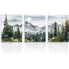 Dazzlewall Set di 3 Decorazioni Murali Foresta di Montagna, Pittura Acquerello Foresta, Poster Paesaggio Naturale per Ufficio Camera da Letto Soggiorno Decor 30x40 cm Senza Cornice