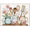 Dazzlewall Stampa Floreale per Cucina, Opera d'Arte Vasi da Cucina e Fiori su Mensola Decor Pittura ad Acquerello su Tela per Cucina Sala da Pranzo, 100x75 cm Senza Cornice