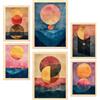 Nacnic Set da 6 Lune d'oro astratte Poster con cornice con illustrazioni di design per decorare le pareti di casa A3 e A4 Struttura in legno chiaro