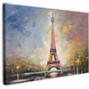 MuchoWow© Quadro Moderno Soggiorno Decorazioni Da Parete Quadri Su Tela Da | 120x80 cm - Salotto Grandi Foto Con Cornice Stampe Su Tela Camera Da LettoTorre Eiffel - Pittura a olio - Parigi
