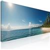 CheQuadro! Quadro mare su tela XXL, stampa su tela Acque Blu e Palme su Spiaggia Tropicale, intelaiato pronto da appendere, seal30-80x30 cm