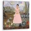 Artenor Quadro Kahlo Frida Autoritratto al confine tra Messico e stati Uniti, 30 x 30 cm - Made in Italy, Quadri Moderni Soggiorno, Camera da Letto, Cucina, Poster da Parete, Decorazioni Casa