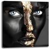 Printerland Quadri Moderni Soggiorno Donna Effetto Oro Quadro moderno sala pranzo da Parete XXL grande Stampa su tela Canvas Decorazione Murale muro Arredo Camera da letto Cucina Salone Ufficio (5, 70x70 cm)