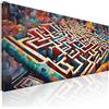 CheQuadro! Stampa su tela per camera da letto, quadro astratto Labirinto Multicolore di Luci e Ombre intelaiato pronto da appendere absh24-90x40 cm
