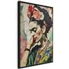 murando - Quadro Moderno con Cornice Nera, Frida Kahlo, 80x120 cm | Chiodi Inclusi, 1 Pezzo, Quadri Moderni, Soggiorno, Telaio in Legno, Donna Fiore, Resistenti Allo Sbiadimento