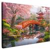 MuchoWow© Stampe su Tela Foto Quadri Moderni Camera da Letto Canvas Quadro | 90x60 cm - Salotto Decorazione Parete Giardino giapponese - Fiori di ciliegio - Alberi di sakura - Giappone
