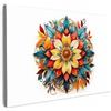 MuchoWow© Quadro su Tela Stampe da Parete Quadri Cucina Camera da Letto | 30x20 cm - Dipinto Arredamento Casa Mandala - Fiori - Colori - Bianco