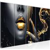 Runa Art Quadri XXL labbra dorate 200 x 80 cm Oro Nero 5 Pezzi - Made in Germany - 041555a
