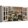 Wallazz Quadro su Tela Milano - Quadri Moderni Soggiorno - Tram, Duomo, Galleria, Navigli, Castello, Arco, Scala - Stampa su Tela - Quadro Moderno Soggiorno 50x150 cm