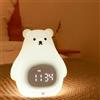 BIGFOX Luce Notturna Bambini Orso Sveglia Digitale con 3 colori Dimmerabile e Timer, Portatile USB Ricaricabile Lampada da Comodino per Campo estivo Camera Letto,Luce Notturna Neonato